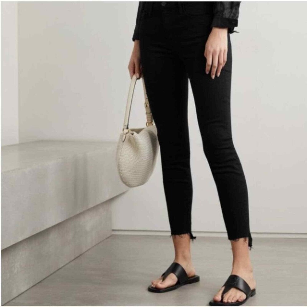 Moussy Vintage High Waist Raw Hem Skinny Jeans Black 24